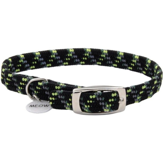Coastal Pet Elastacat Reflective Safety Collar with Charm Black Green - Small (Neck: 8-10in.)